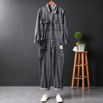 데님 점프슈트 작업복 레트로 청 남성용 미술 정비소 카센터