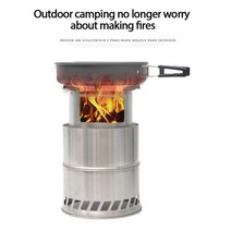 캠핑 화목난로 연통 미니 불멍 펠렛 난로 야외 장비 목재 분해 가능한 휴대용 피크닉 크로스 보더 요리 화구, 01=SilverLarge