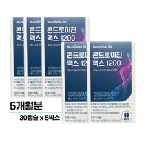 NutrioneLife 뉴트리원 콘드로이친 맥스 1200 5박스 5개월분 상어연골 콘드로이친 황산 미국산 프리미엄, 54g, 5개