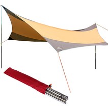 캔버라 경량 대형 헥사 타프, 1개, 브라운