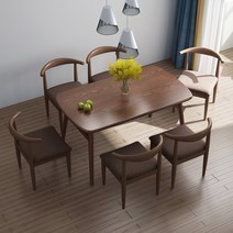 원목 식탁 의자 세트 4인 사각 탁자 우드 거실 주방, 120x60x75cm4개의의자호두나무+까만방석
