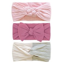 Baby Bling Bows 신생아부터 유아용 헤어 리본 - 3개의 아미가 머리띠 액세서리 어린 소녀용 원 사이즈 (3팩 세이지 + 클레이 섀비 오트밀 도트)
