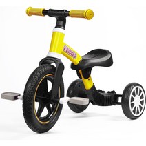 에이블 트라이크 KRIDDO 4-in-1 아동용 세발자전거1.53세용 부모 스티어링 푸시 핸들 포함 12인치 앞바퀴 세발자전거 18개월3세 소년 소녀용 유아 균형 자전거 높이 조절, [09] 노란색