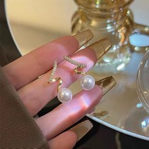 ANBER S925 은침 진주 드롭 포인트 14K 고급 귀걸이