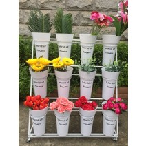 북유럽풍 다용도 화분선반 화분진열대 마트 꽃집 꽃꽂이 꽃꽂이 철제 다층 진열대 사다리꼴 유, 1층 2개 2단 (검은색)통 없음