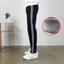 코코로맨틱 2줄 라인 일자핏 기모 트레이닝 바지