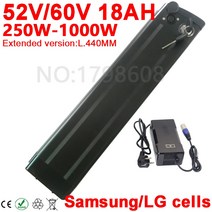 Akku-52V 22Ah 20Ah 18Ah 15Ah 실버 피쉬 배터리 60V 시트 튜브 자전거 배터리 삼성 호환 LG 500W 750W 100, 1개