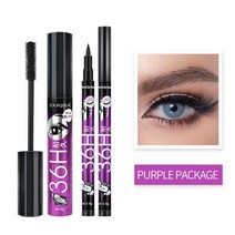 번지지않는마스카라 워터프루프 롱래쉬 컬러 볼륨 속눈썹픽서 Yanqina 2pcs 36h 아이 라이너 펜슬 방수 펜 정밀 오래 지속되지 않는 리퀴드 아이 라이너 스무스 메이크업, 03