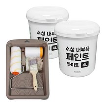 노루 수성 실내페인트 4L+페인트 붓 롤러 트레이 세트, 화이트