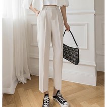 Momolatti 여성 반밴딩 베이직 9부 모던 슬랙스 정장 일자 바지