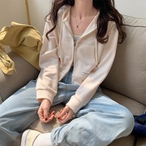 여자 크롭 투웨이 데일리 후드집업 핑크 옐로우 그레이 베이지 스카이 블랙 블루 퍼플6종