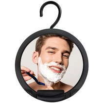 MIRRORVANA 면도기 홀더가 있는 면도용 김 서림 방지 샤워 거울 업그레이드된 360° 회전 흡입 및 비산 표면 (화이트)506980, Black Frame, Real Glass