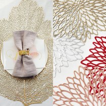 1+1 엘리건트 투명 원목 우드 실리콘 유리대용 미끄럼 방지 식탁 테이블 매트, 레인드롭테이블매트1+1, 골드