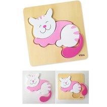 귀여운 고양이 원목퍼즐 18개월이상 토이 유아원 조카선물 우드, 1개