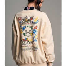 [코케트스튜디오][레서팬다] 크레용 그래피티 페이스 스웨트셔츠 [오버핏] 크림 (8276912)