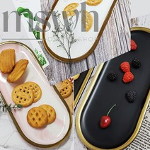 Mswh 대리석 디자인 마블 트레이 소 대 3color, 블랙