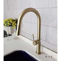 싱크대수전 화이트수전 골드수전 금색수전 SUS304 무광 거위목수전 카페수전, 3.SUS304(고급형 골드), 1개