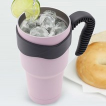 대형 대용량 벤티 친환경 리유저블 빨대 손잡이 텀블러, 핑크