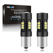AILEO 자동차 조명 신호 램프 전구 BA15S 1156 P21W LED PY21W BAU15S 3030 SMD 칩 브레이크 라이트 턴 주간 주행 등, 없음, yellow+BA15S P21W