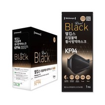 웰킵스 황사 방역 마스크 대형 KF94, 1개입, 90개, 리얼블랙
