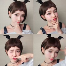 컷트가발 숏헤어 귀여운가발 2023897EA qua8007*853085682Aw, 1, 세이렌-블랙_망X, 본상품선택