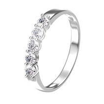 AEAW 여성용 모이사나이트 랩 그로운 다이아몬드 밴드 반지 14k 화이트 골드 0.1ct 3mm 총 0.5ctw DF 라운드 컷 약혼 및 웨딩
