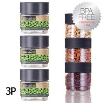 코멕스 투명 원형 밀폐용기 (소) 490ml 3P세트 견과류통 쿠키 소분 냉장고 냉동실정리 플라스틱병, 단품