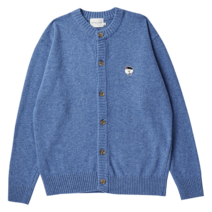 비욘드클로젯 ILP SIGNATURE WAPPEN ROUND CARDIGAN KLEIN BLUE