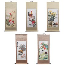 풍수 그림 족자 해바라기 목단 구어도 잉어 소 돼지 닭 풍수닭 인테리어 소품, 풍수닭 소형