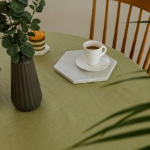 사라하우스 린넨 테이블보, 올리브, 6인용