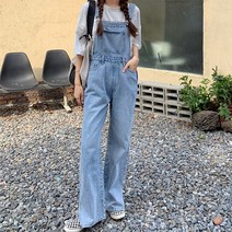 어썸풀 포인 멜빵 데님 팬츠