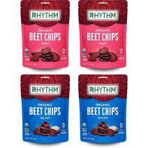 Rhythm 슈퍼푸드s Beet 칩스 Naked 솔트ed 버라이어티 팩 및 비 GMO 1.4 oz 4개 팩 비건 슈퍼푸드 스낵