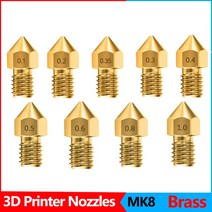 Anet A8 Makerbot MK8 Creality CR-10 S4 S5 Ender 3 3Pro 5 청소 도구 키트 용 압출기 황동 노즐 프린트 헤드, 1.75-0.6mm, 5Pcs