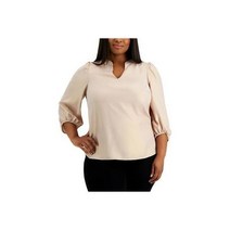 Anne Klein 앤클라인 여성 쉬머 퍼프소매 브이넥 블라우스 상의플러스 0786