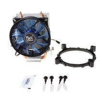 CPU 쿨러 마스터 2 PWM 팬이있는 블루 라이트 동결 타워 냉각 시스템이있는 순수 구리 열 파이프 팬, 보여진 바와 같이