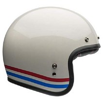 Bell Custom 500 벨 커스텀 오픈 페이스 오토바이 헬멧 솔리드 매트 블랙, 12 스트라이프 펄 화이트