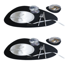 에이필미 심플한 가죽 테이블 매트 양면 방수 2P, 블랙