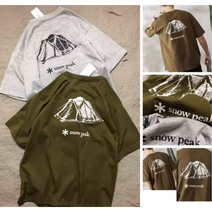 스노우피크 반팔티셔츠 의류 일본 T 백 반팔티 반팔 바람막이 라이트 텟토 프린트 캠핑