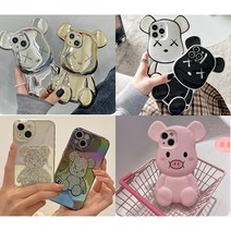 아이폰 귀여운 곰돌이 베어브릭 케이스 시리즈 메탈 큐빅 실리콘 젤리 그라데이션 오로라 핸드폰 카메라 보호