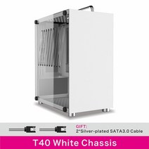 PC 케이스 Metalfish t40 a4 mini-itx 게임 컴퓨터 화이트 섀시, t40 흰색 섀시