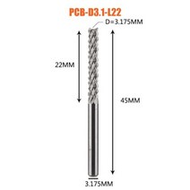 솔리드 카바이드 옥수수 엔드밀 밀링 커터 비트 D0.8 1.0 1.6 1.8 2.4 3.1 PCB CNC 커팅 도구, 1pc-D3.1-22-D3.175