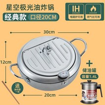 가마솥튀김기 업소용 미니 대용량 상업 전자동 고성능, 문라이트실버20CM+1.4L 기름냄비