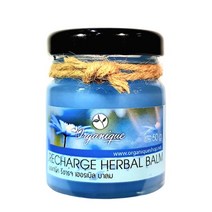 태국 야몽 크림 오가닉(Organique) 리차아지 허벌 밤 페퍼민트 50g 파랑색 유리병 태국 정품 마사지크림, 6개, 50ml