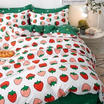 귀여운 복숭아 침대 시트 세트 3 4 피스 세트 소녀용 베개 커버 트윈 전체 퀸 킹 사이즈 이불 커버