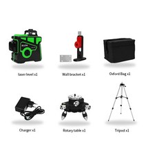 미니 레이저레벨기 그린라인 레이저 3D 셀프 레벨링 머신 12 라인 360 도 회전 수평 및 수직 빔, 8.Set 8