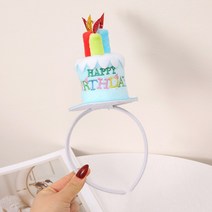 생일파티 머리띠 해피벌스데이 파티 소품 케이크모자, 생일 머리띠(케이크모자):핑크