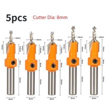 파이프 전달기 8mm 생크 hss 카운터 싱크 드릴 비트 라우터 비트 나사 추출기 나무 밀링 커터 용 remon 철거, 둥근, 5개 8mm