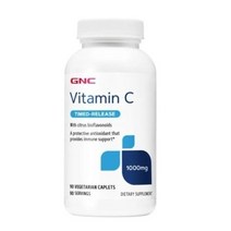 GNC 비타민 C 타임드-릴리스 1000mg 베지테리안 캐플렛 무설탕 글루텐 프리, 90개입, 6개