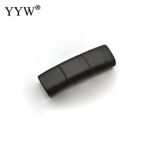 비즈공예 원석 팔찌 자석 버클 스테인레스 스틸 걸쇠 가죽 코드 Diy 만들기 결과 3 섹션 2 피스, 04 smooth black color