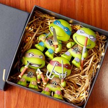 피규어 장식 닌자 거북이 Q버전 자동차 인테리어, 세트 A (스티커 포함)